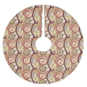 Fractal swirl pattern, chocolate and cream brushed polyester tree skirt