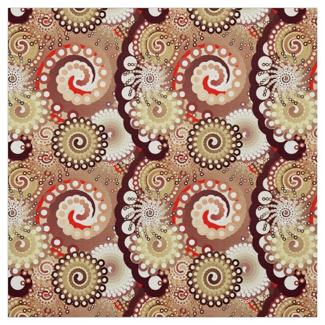 Fractal swirl pattern, chocolate and cream fabric (Swatch)