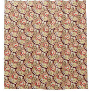 Fractal swirl pattern, chocolate and cream shower curtain