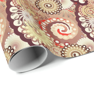 Fractal swirl pattern, chocolate and cream wrapping paper