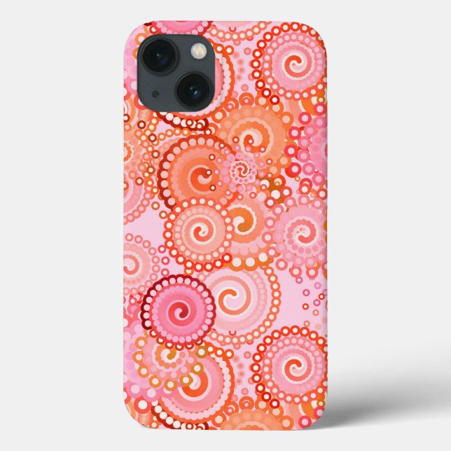 Fractal swirl pattern, coral and pink Case-Mate iPhone case (Back)