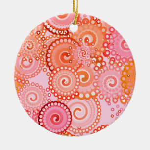 Fractal swirl pattern, coral and pink ceramic tree decoration