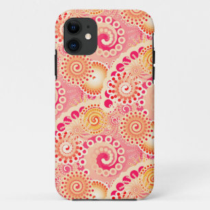 Fractal swirl pattern, coral, peach iPhone 11 case