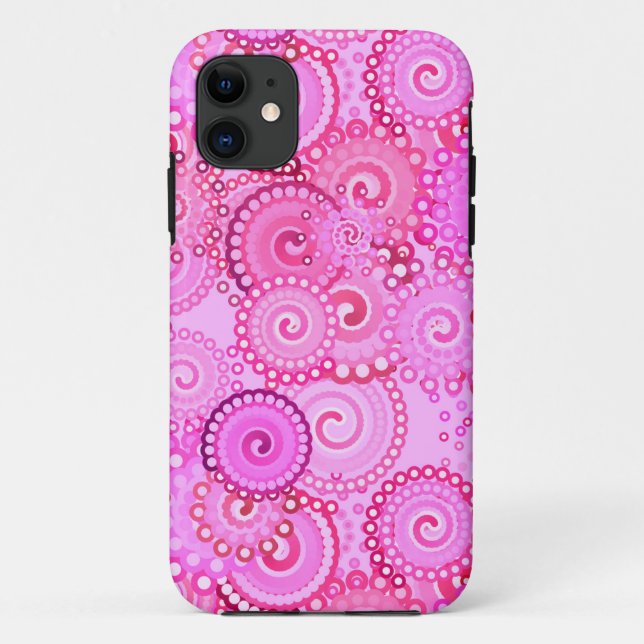Fractal swirl pattern, pink and fuchsia Case-Mate iPhone case (Back)