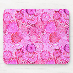 Fractal swirl pattern, pink and fuchsia mouse pad
