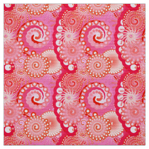 Fractal swirl pattern, pink, fuchsia, coral fabric