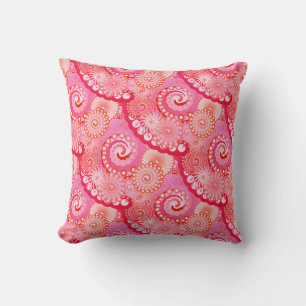 Fractal swirl pattern, pink, fuchsia cushion