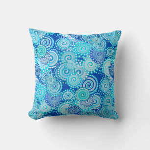 Fractal swirl pattern, shades of blue cushion