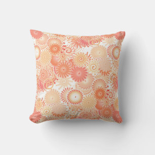 Fractal swirl pattern, shades of coral and peach cushion
