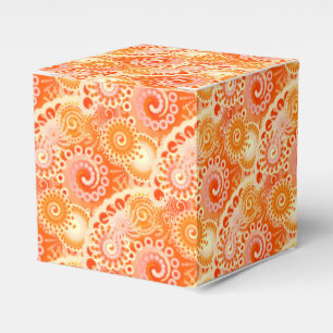 Fractal swirl pattern, shades of coral orange favour box