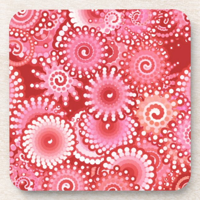 Fractal swirl pattern, shades of deep red coaster (Front)