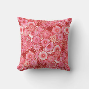 Fractal swirl pattern, shades of deep red cushion
