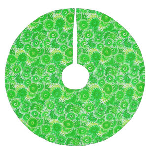 Fractal swirl pattern, shades of emerald green brushed polyester tree skirt