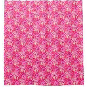 Fractal swirl pattern, shades of fuchsia pink shower curtain