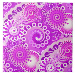Fractal swirl pattern, shades of orchid tile