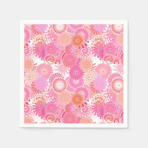 Fractal swirl pattern, shades of pink and coral napkin
