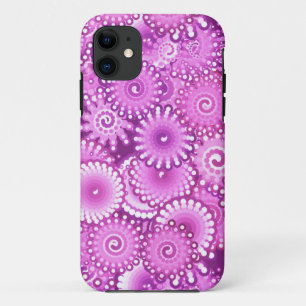 Fractal swirl pattern, shades of plum and violet iPhone 11 case