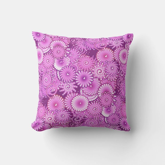 Fractal swirl pattern, shades of plum and violet cushion (Front)
