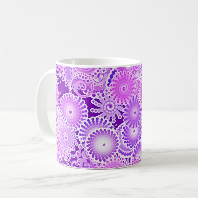 Fractal swirl pattern, shades of purple coffee mug (Front Left)