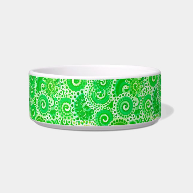 Fractal swirl pattern, shades of spring green bowl (Left)