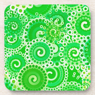 Fractal swirl pattern, shades of spring green coaster