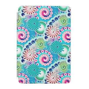 Fractal swirl pattern, turquoise, pink, multi iPad iPad Mini Cover
