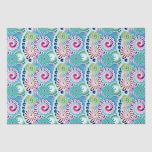 Fractal swirl pattern, turquoise, pink, multi  tissue paper