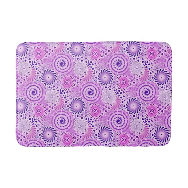 Fractal swirl pattern, violet, orchid bath mat (Front)
