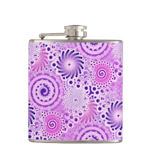 Fractal swirl pattern, violet, orchid hip flask