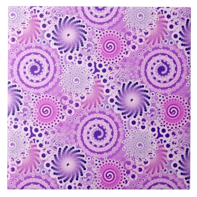 Fractal swirl pattern, violet, orchid tile (Front)