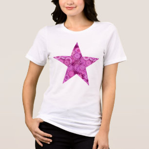 Fractal swirl star, purple, pink, plum, lilac Tri-Blend shirt