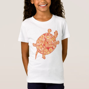 Fractal swirl turtle - shades of mandarin orange T-Shirt