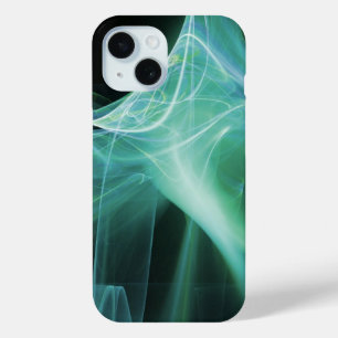 FRACTAL SWIRLS IN BLUE TURQOISE GREEN TEAL iPhone 15 CASE