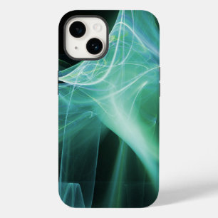 FRACTAL SWIRLS IN BLUE TURQOISE GREEN TEAL iPhone 14 CASE