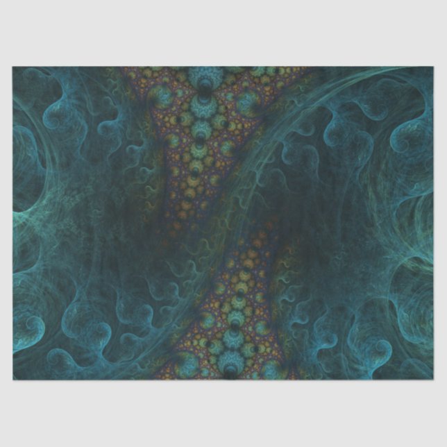 Fractal Teal Spiral Abstract 24 Decoupage  Tissue Paper (Front)