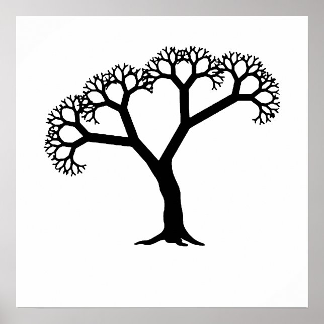 Fractal Tree Black Poster (Front)