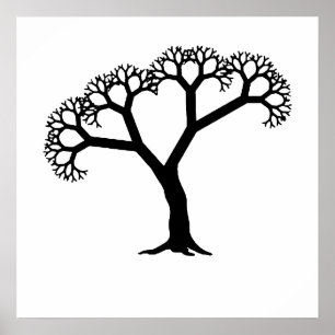 Fractal Tree Black Poster