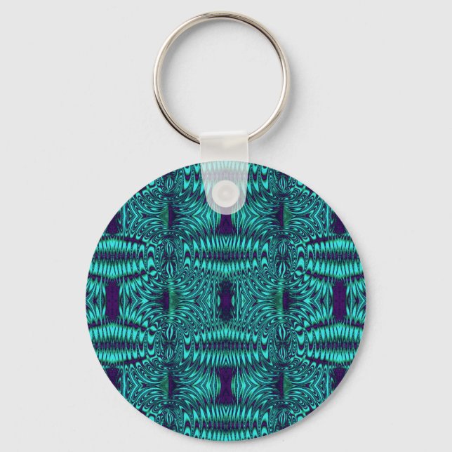 fractal turquoise key ring (Front)