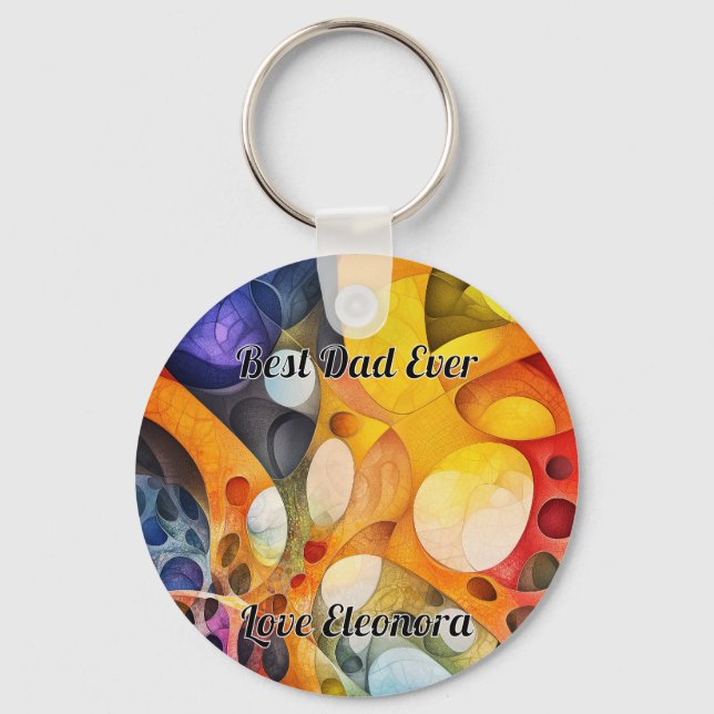 Fractal Universe Round Key Ring (Front)