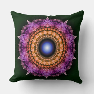 Fractal violet crystal pattern cushion
