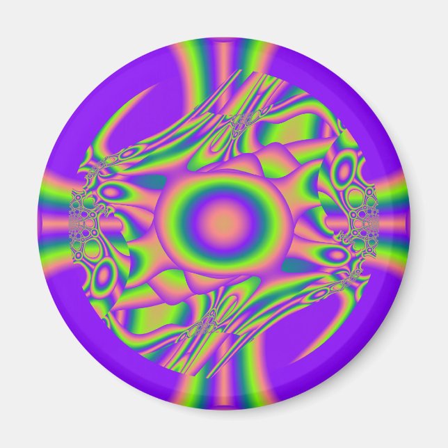 Fractal Warp Purple Green Psychedelic Magnet (Front)