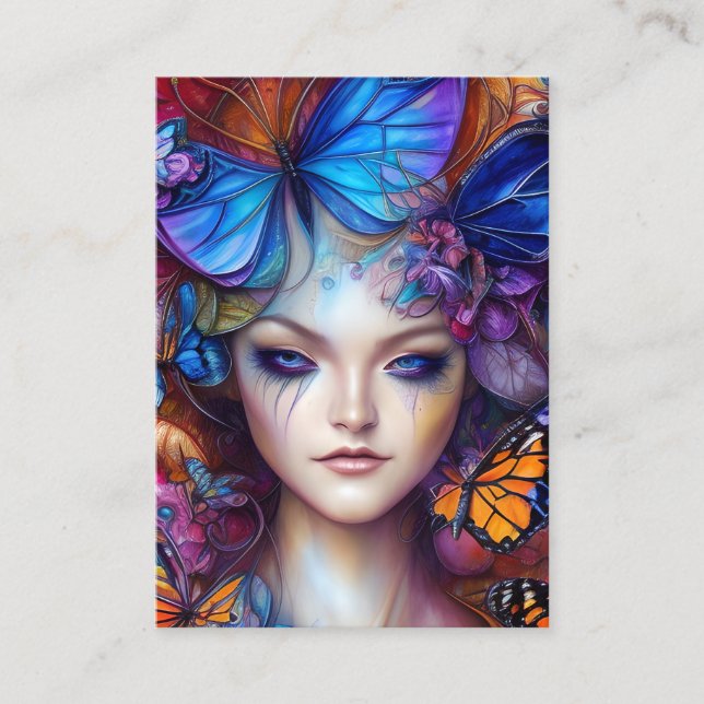 Fractal Watercolor Butterfly Digital Painting Calling Card (Front)