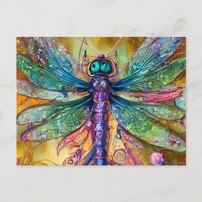 Fractal Watercolor Dragonfly  Postcard (Front)