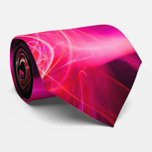 FRACTAL WAVES AND SWIRLS IN RED PINK FUCHSIA BLACK TIE