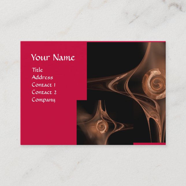 FRACTAL WAVES ,red,brown Business Card (Front)