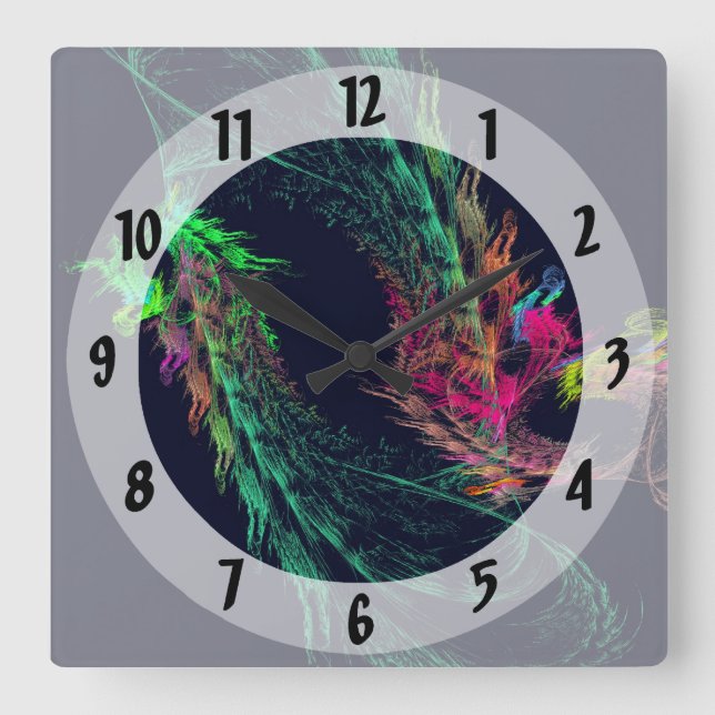 Fractal - Winged Dragon Square Wall Clock (Front)