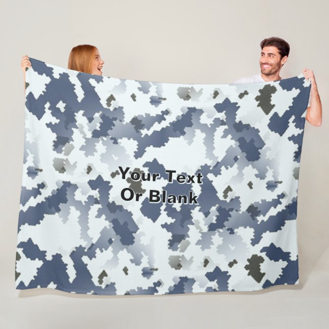 Fractal Winter Camouflage Fleece Blanket (In Situ)