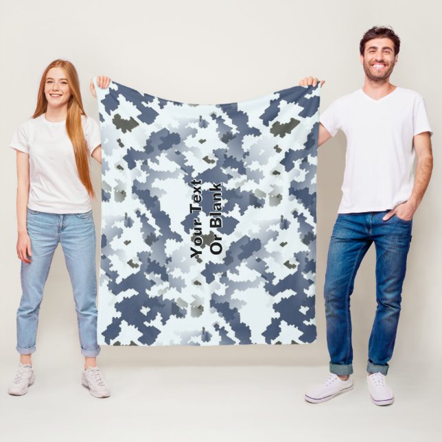 Fractal Winter Camouflage Fleece Blanket (In Situ)