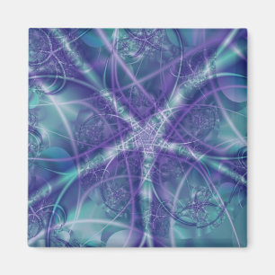 Fractal with Purple Blue and White Star Shapes Magnet