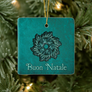 Fractal Wreath - Buon Natale Ceramic Ornament